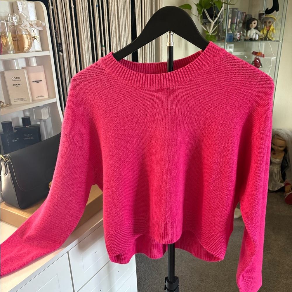 Vibrant Pink Crew Neck Sweater
